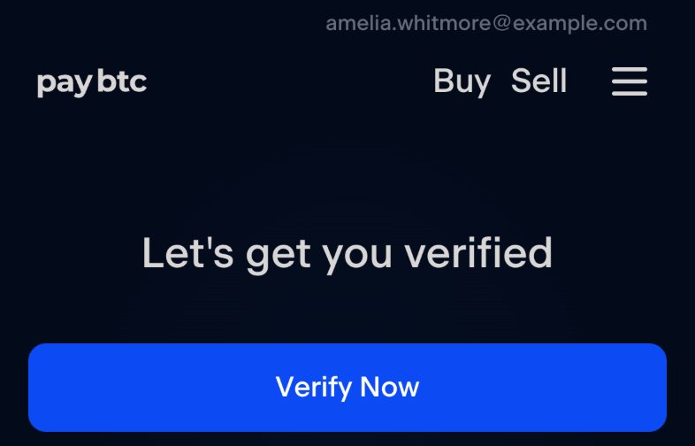 The first verification screen: the heading “Let's get you verified” and the Verify Now button.